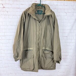 Vintage J. Crew Mens Anorak Jacket Hooded Full Zip Coat Green Size M‎
